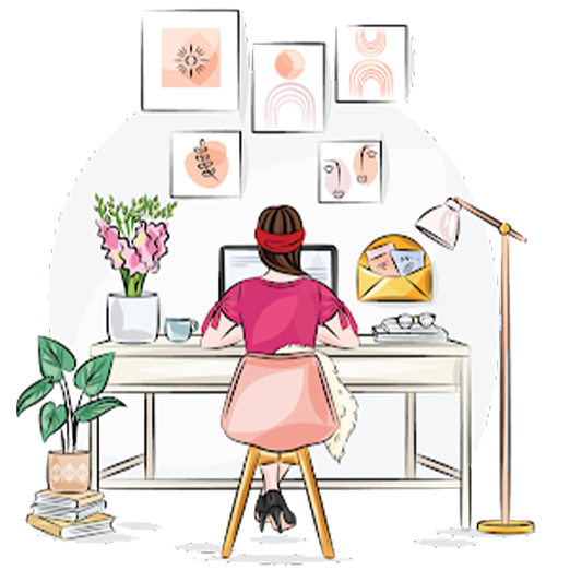 Illustration of a woman working at her desk